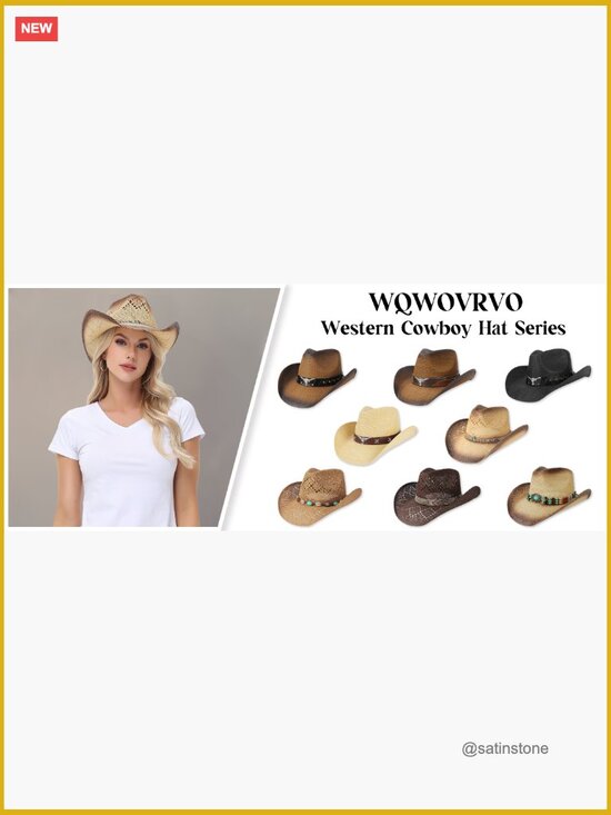 Shapeable Brim Straw Cowgirl Hat Wide Brim Western Sun Protection